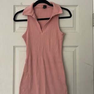 WILD FABLE— COLLARED— PINK— DRESS— COTTON— RIBBED— SIZE L